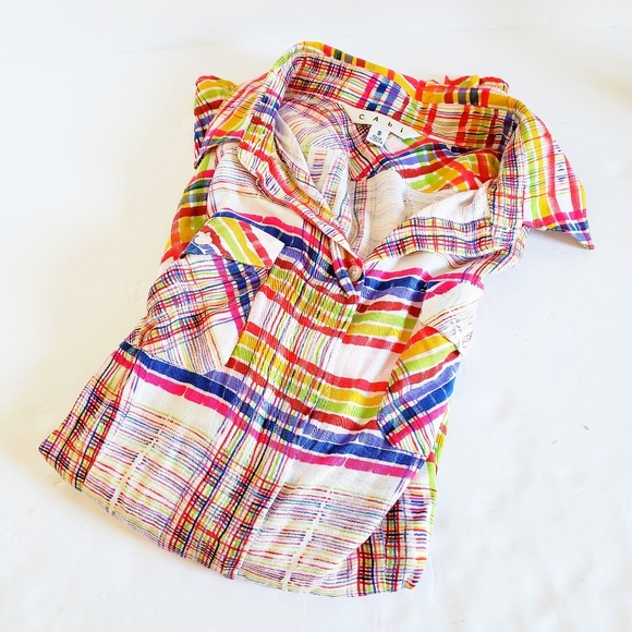 CAbi Plaid Cirque Tunic Button Down Top S - Picture 7 of 7